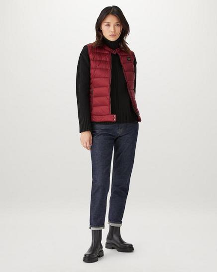 Gilet Belstaff Femme Drew Rouge Nylon Soldes HL8413762